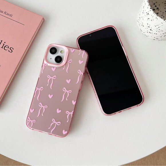 Iphone All 16 15 14 13 Cute Pink Ribbon Bow Tie Phone Case - Picture 2 of 6